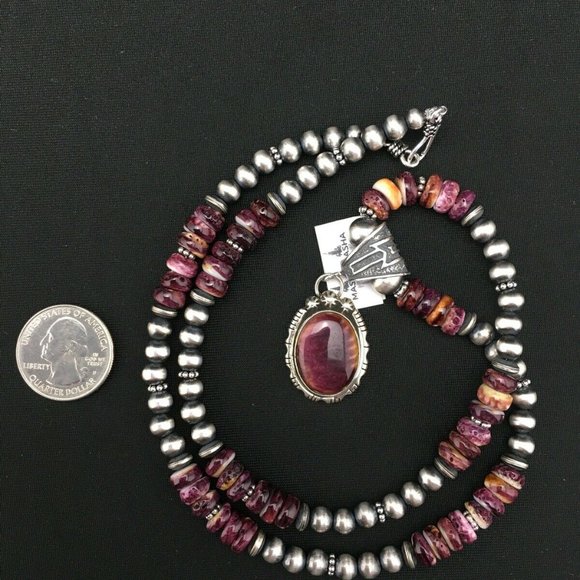 Women's Gift Navajo Purple Necklace Pendant Ln 22 - Picture 6 of 12
